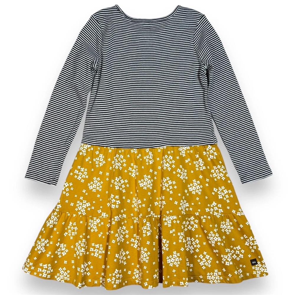 Tea Collection Striped Floral Tiered Skirted Twirl Dress